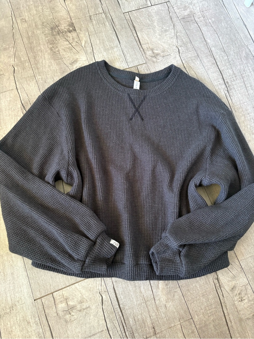 P'tula Charcoal Waffle-Knit Long Sleeve